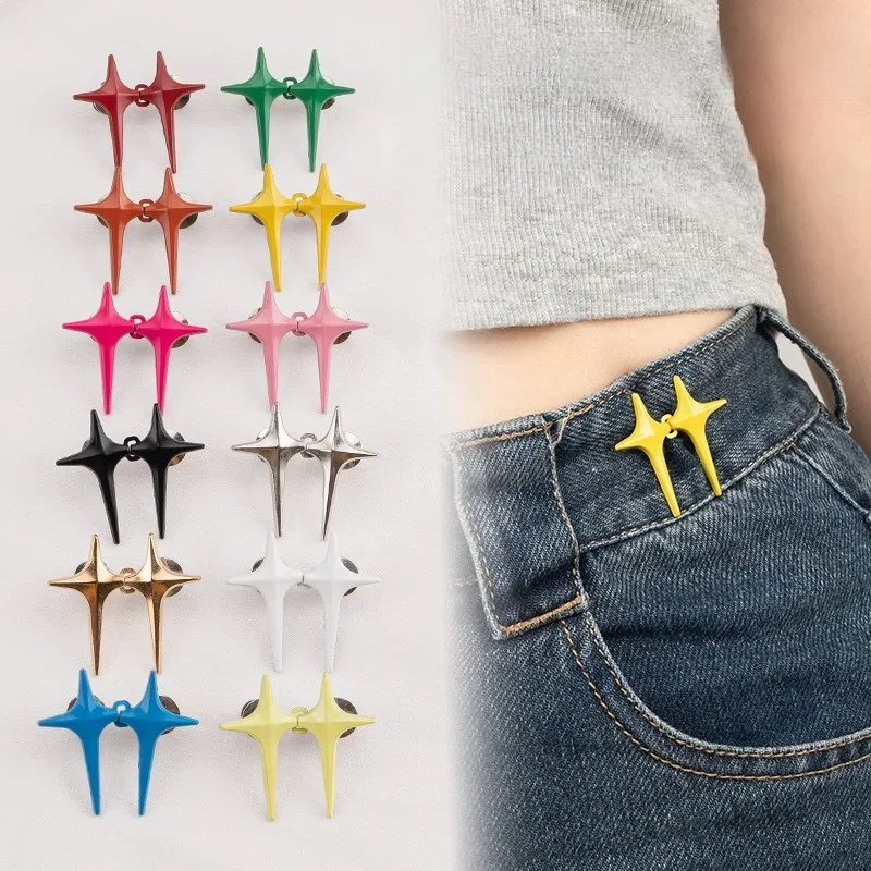 

Пара регулируемых съемных металлических кнопок-зажимов для брюк и джинсов с крестообразным узором, без пришивания, для декора и утяжки талии