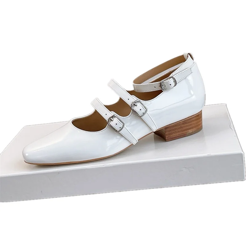 

Withered Minimalist Women's Shoes Vintage Mary Jane Sandals 4cm Square Heels French Genuine Leather Sandals 2025 Spring Summer