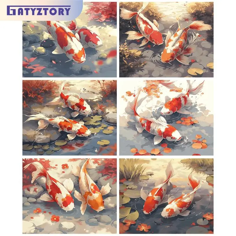 

GATYZTORY Modern Painting By Numbers For Handicraft Coloring By Numbers Carps Home Decors For Adults Gift Diy Crafts Paint Set