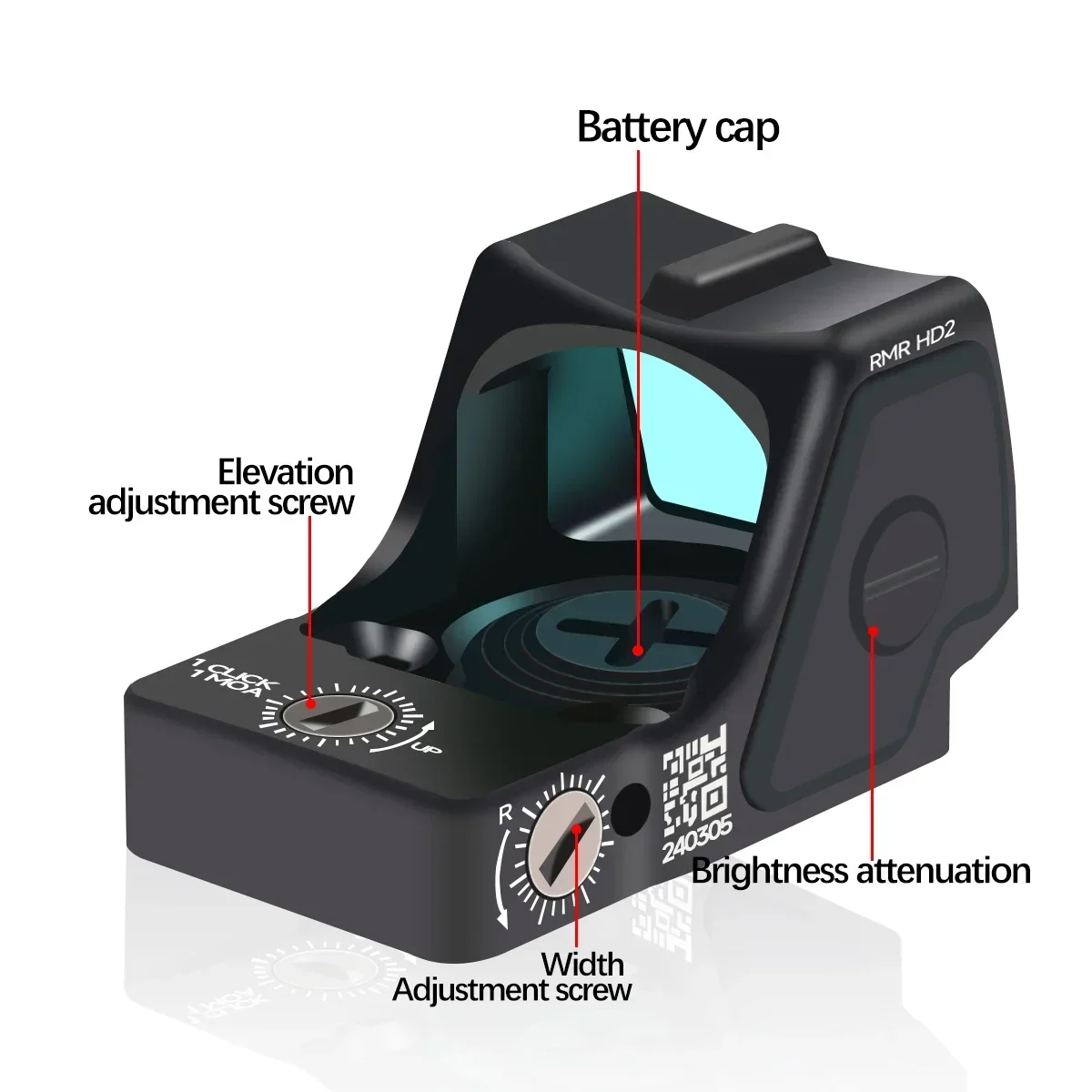 Tactical RMR HD Reflex Red Dot Sight for GLOCK Pistol Handgun Mini RMR Optic Reflex Sight Fit Rifle Airsoft Picatinny Rail Mount