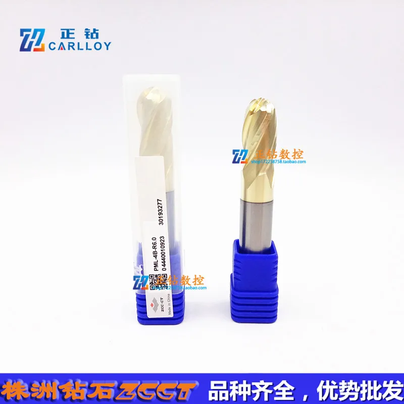 ZCC.CT PML-4B Series 4 Flutes Solid Carbide Ball End Mill R6.0 R7.0 R8.0 R9.0 R10.0 CNC Milling Cutter for Metal Machining