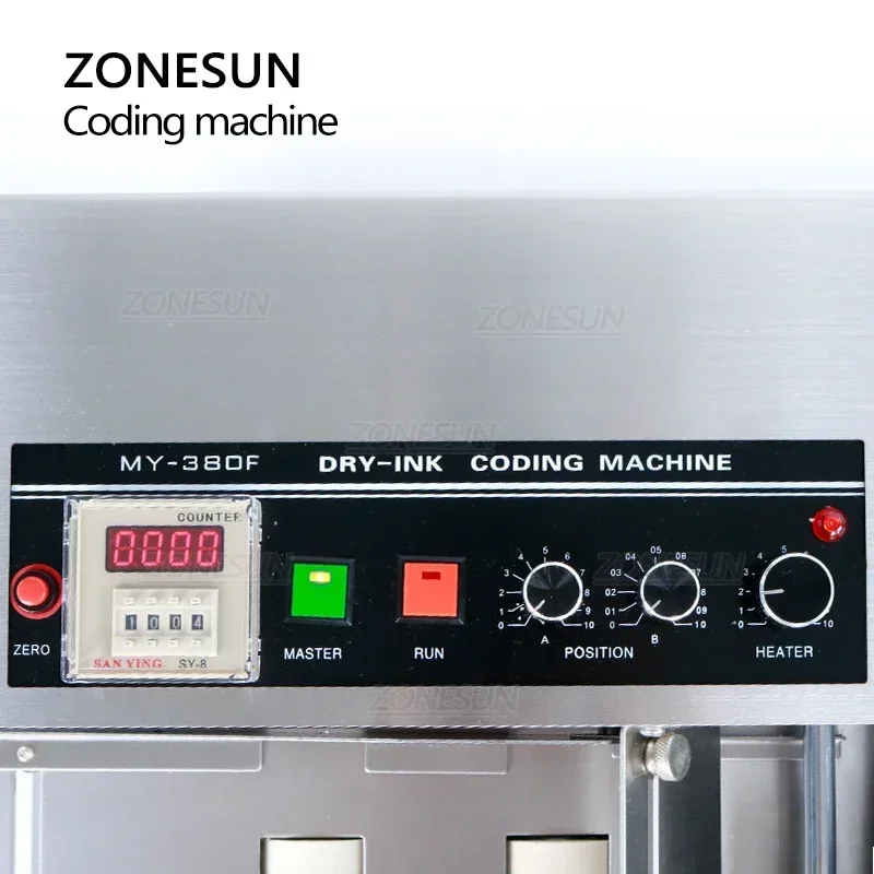 ZONESUN ZS-MY380FW 스테인레스 스틸 쉘 와이드 타입 솔리드 잉크 롤러 코딩 기계 상자 가방, 날짜 라벨 인쇄 기계 포장기