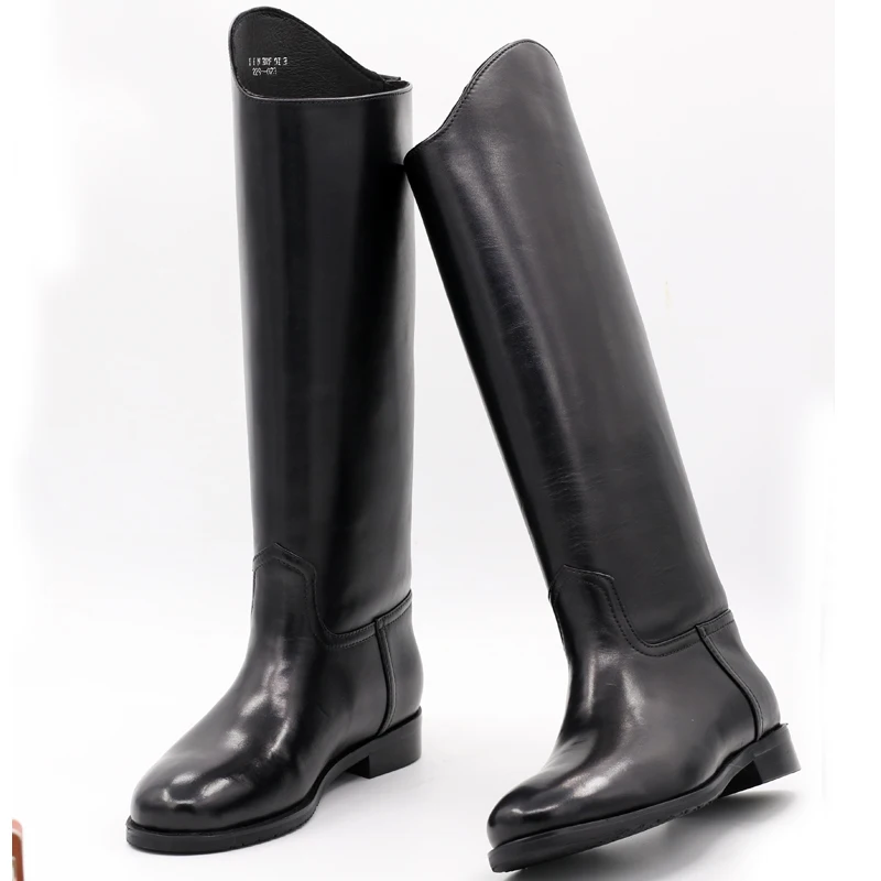 New Arrival Black Long Knee Boots Men Round Toe Buckle High Top Casual  leather Shoes Man Motorcycle Boots Size 37-49