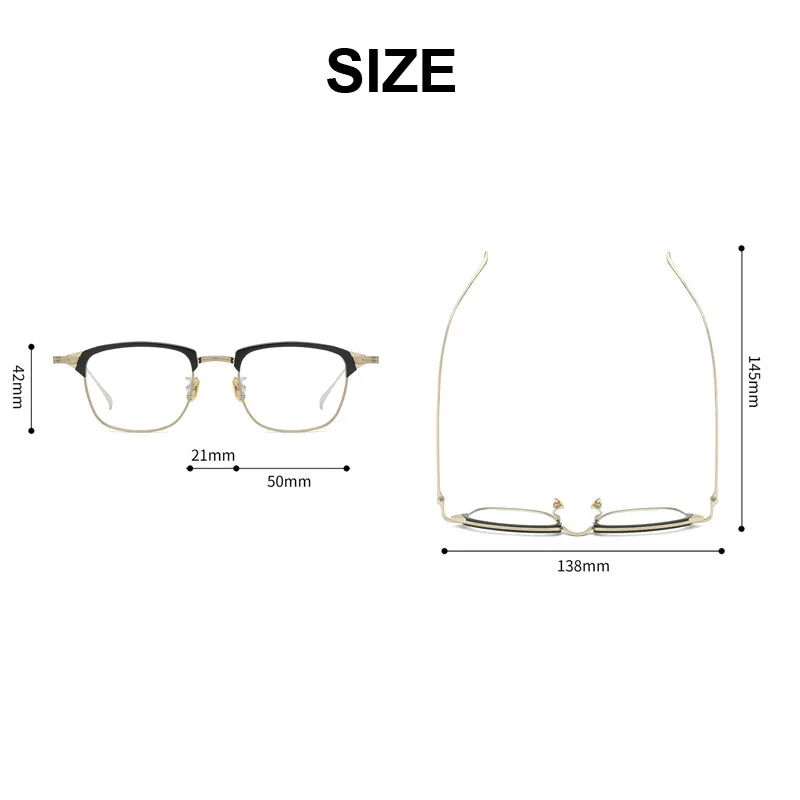 High Quality Handmade Pure Titanium Optical Glasses Frame Men Fashion Square Eyeglasses Can Customize Myopia Multi-Focal Lenses