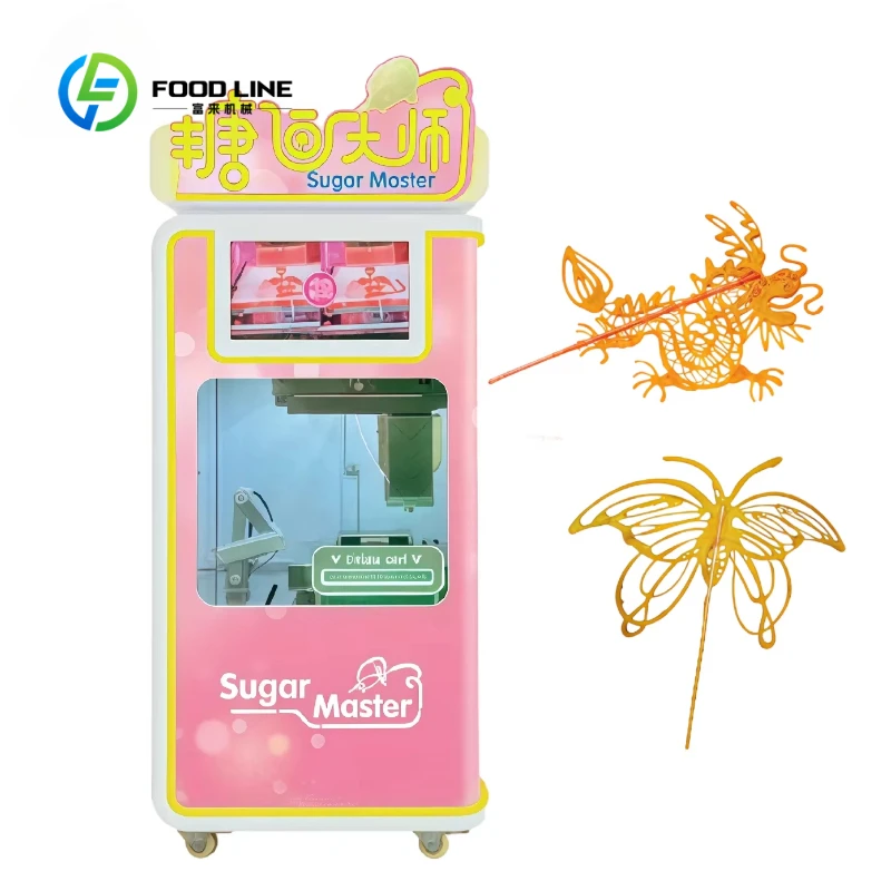 Customized Self-Service 24H Sugar Syrup Drawing Vending Machine, Coin Operated WiFi AI Sugar Art Printer Vandal-Proof Cabinet