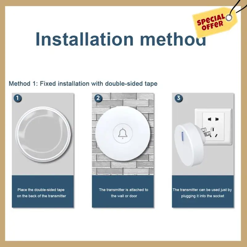 Performa Stabil-Bel Pintu Nirkabel Bertenaga Mandiri Baru Tahan Air Bel Pintu Pintar Selamat Datang Rumah 38 Nada Dering Remote 150M untuk Orang Tua