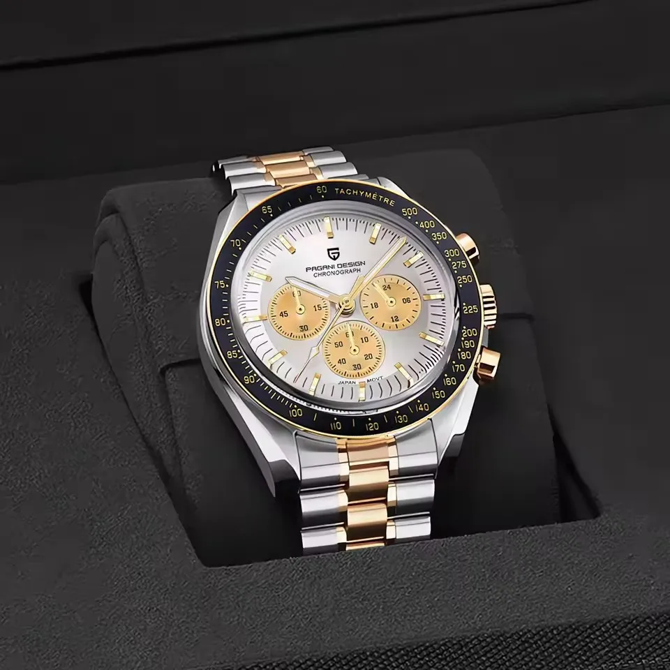 PAGANI DESIGN – montre Moon pour hommes, en or, de luxe, chronographe à Quartz, AR saphir, étanche, lumineuse, horloge, cadeau, nouvelle collection 2025