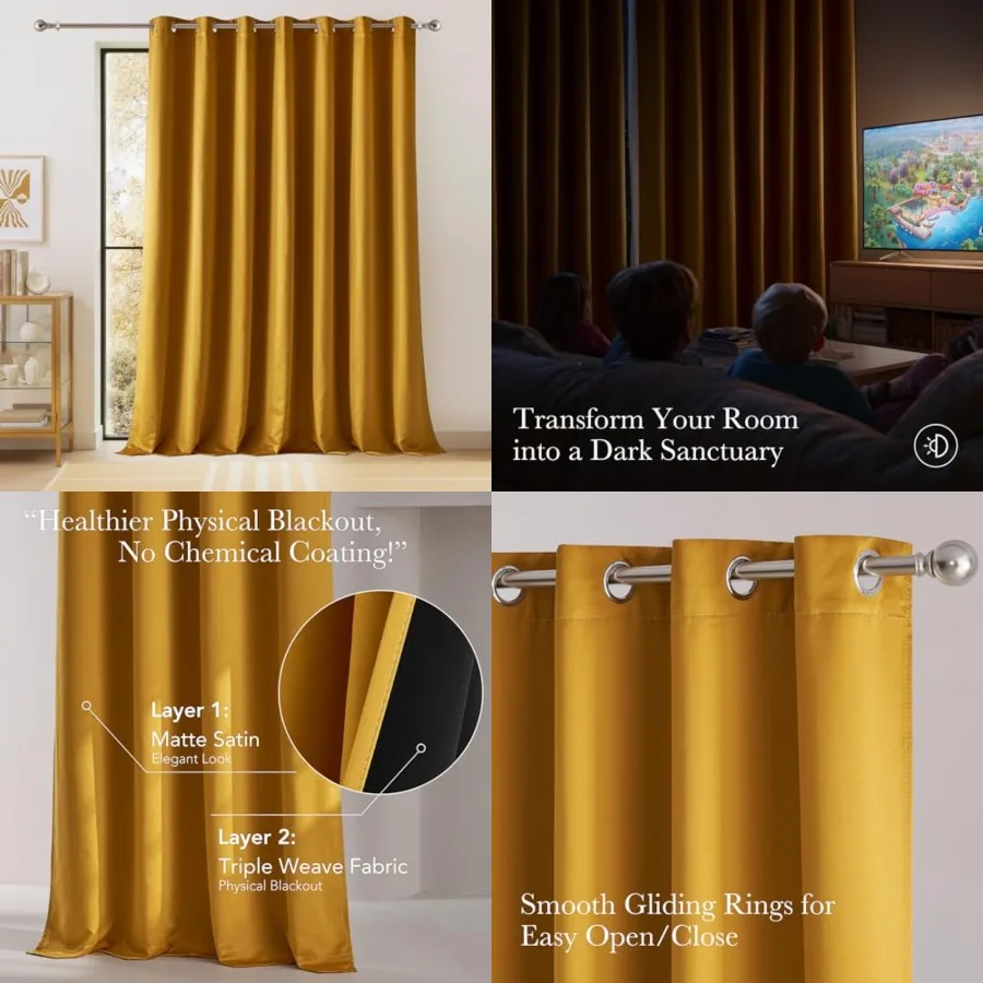 

Full Shading Curtains for Patio Door,,1 Panel, 100 W x 84 L, Super Heavy-Duty Thermal Backing Faux Silk Sliding Glass Door Drap