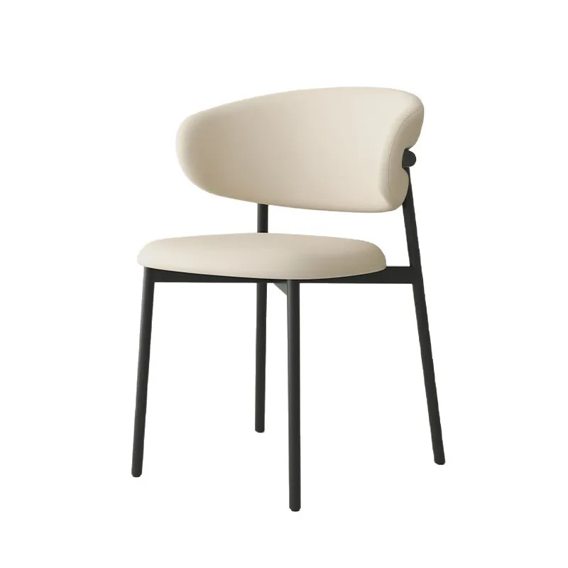 French Cream Style Dining Chair, Minimalist White Designer Backrest Chair, Modern Home Restaurant Kitchen Leisure Stool