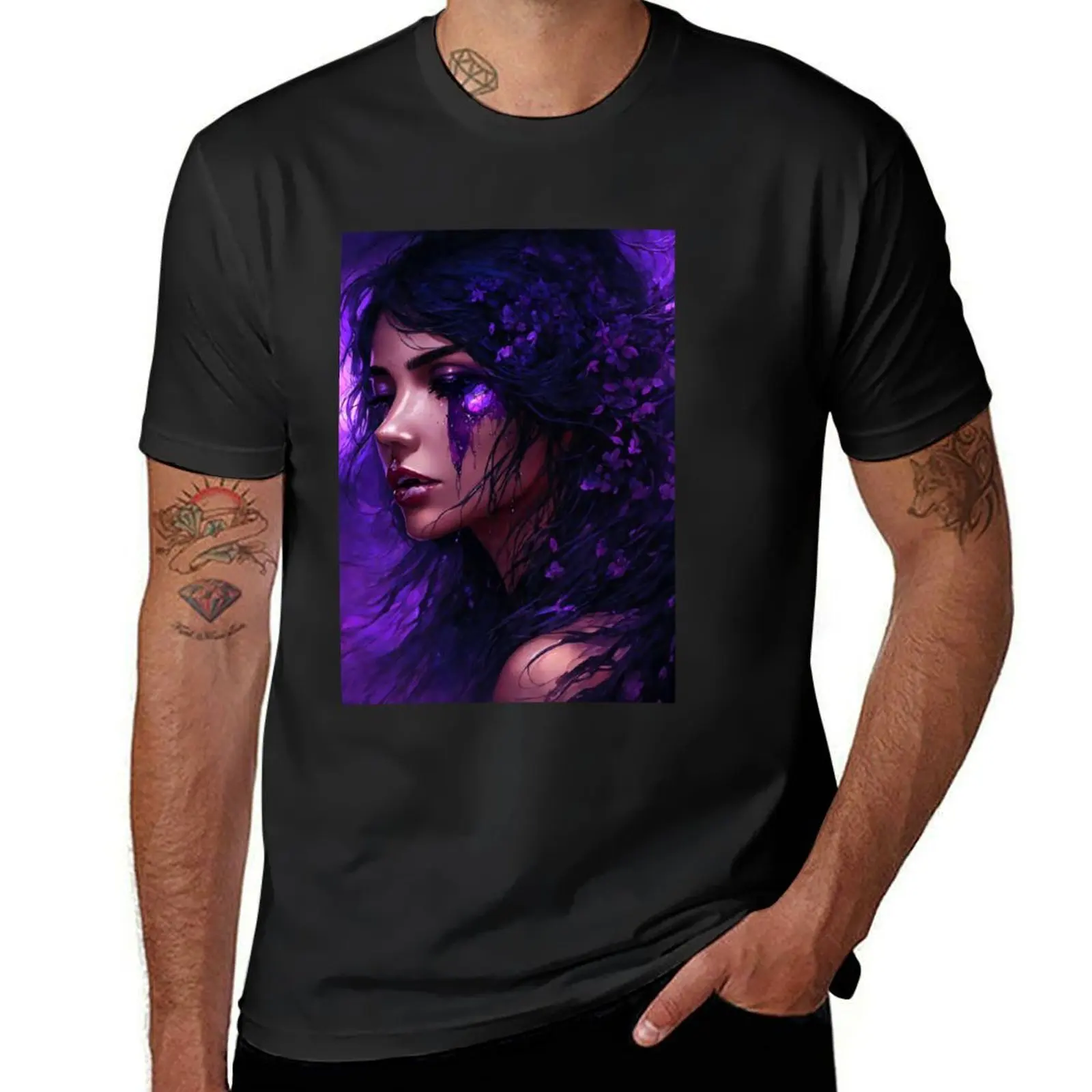 Mystical woman purple T-Shirt sweat sports fans for a boy vintage clothes men clothes