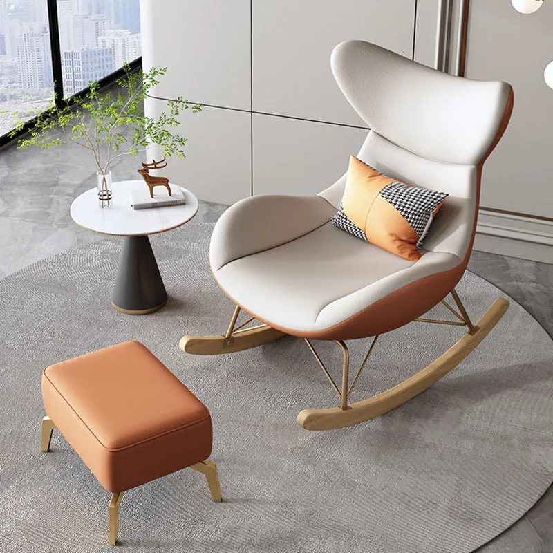 Fluffy Design Living Room Chair Ergonomic Support Floor Rocking Living Room Chair Modern Recliner Sillon Individual Furniture