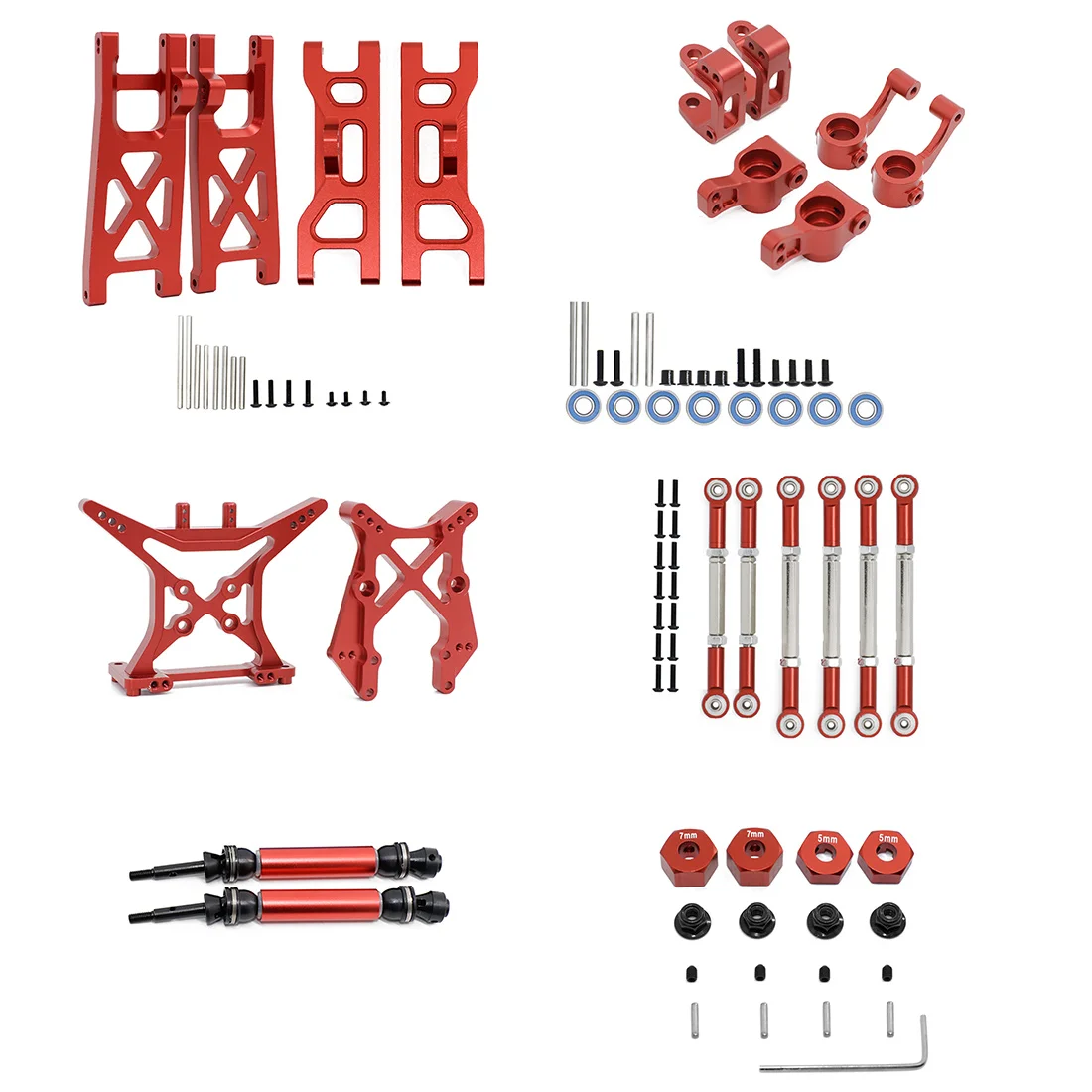 

Metal Upgrade Accessories Kit for 1/10 ECX 2WD Series Ruckus Torment Brutus Circuit RC Car Upgrades Parts,Red