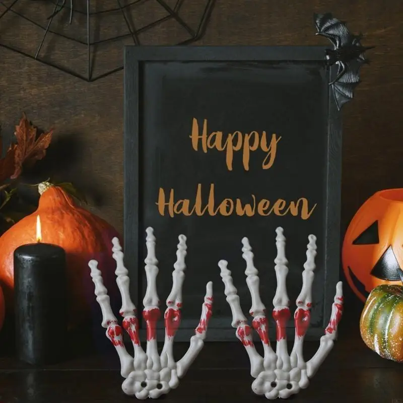 Halloween Spirit Skeleton Hands Realistic Plastic Scary Skeleton Hand Witch Skull Skeleton Hands for Haunted House Decors view 3