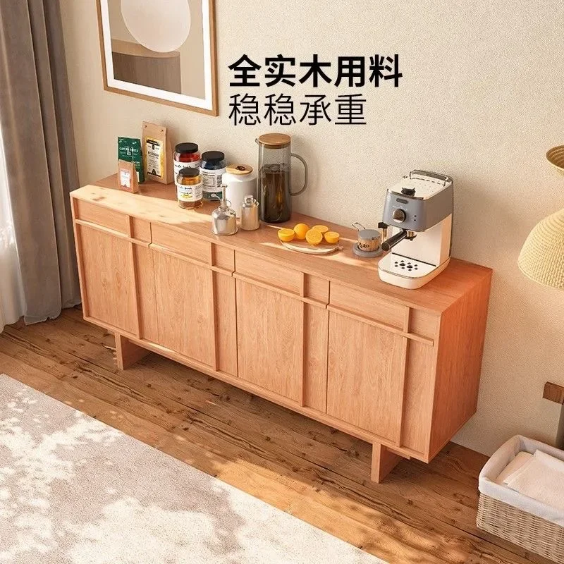 

All solid wood dining side cabinet Nordic size apartment cabinet Kitchen locker Oak tea cabinet Log wind side