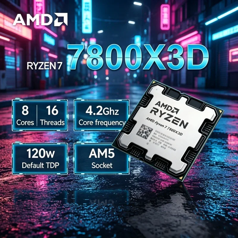 AMD Ryzen 7 7800X3D Professional Gaming Processor 5.0GHz 8C16T 5NM 96MB L3 Cache AM5 Socket Unpackaged No Fan