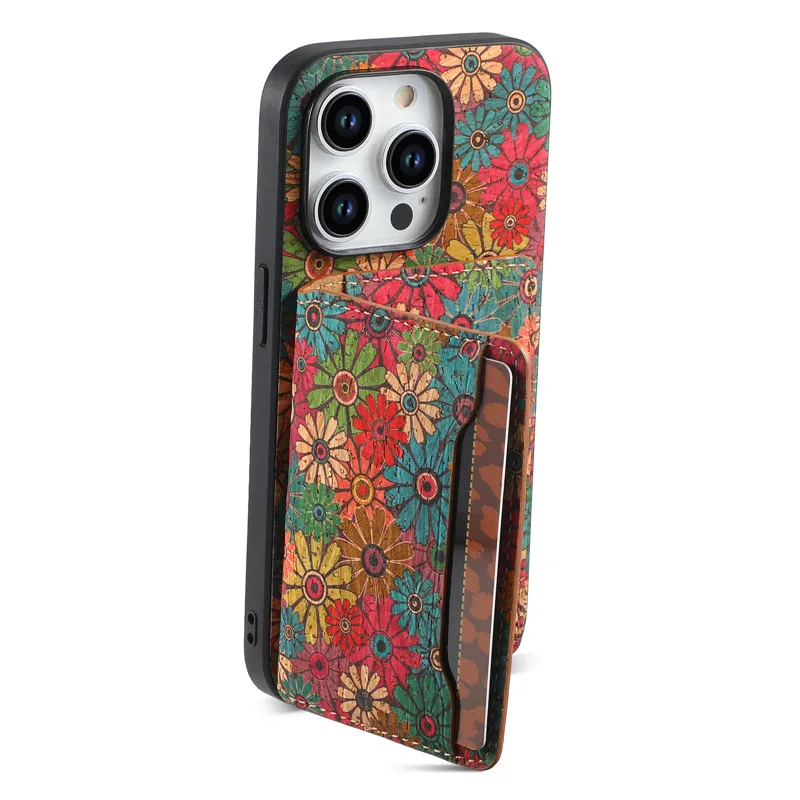 Luxury Flower Figure Card Holder Wallet Leather Case For iPhone 11 12 13 14 15 Pro Max Plus XS Max XR 7 8 SE 2022 Back Cover