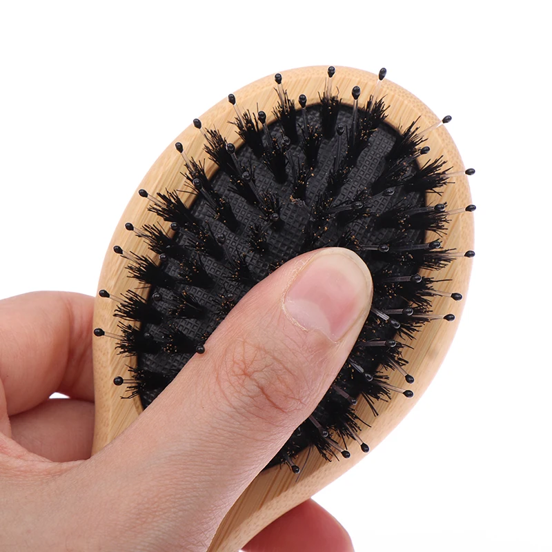 Natural Boar Bristle Hair Brush Bamboo Handle Scalp Massage Comb Anti-static Hair Comb Gasbag Detangling Hair Brush Styling Tool