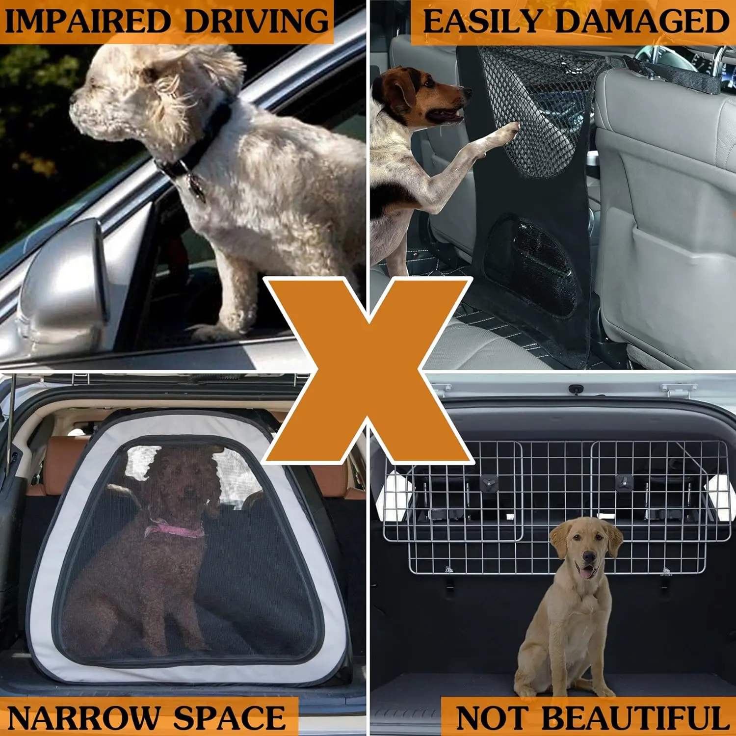 For Tesla Model Y Dog Barrier Adjustable Large Pet Protective Barrier Anti-bite Heavy-Duty Metal Stainless Steel for Dog Travel