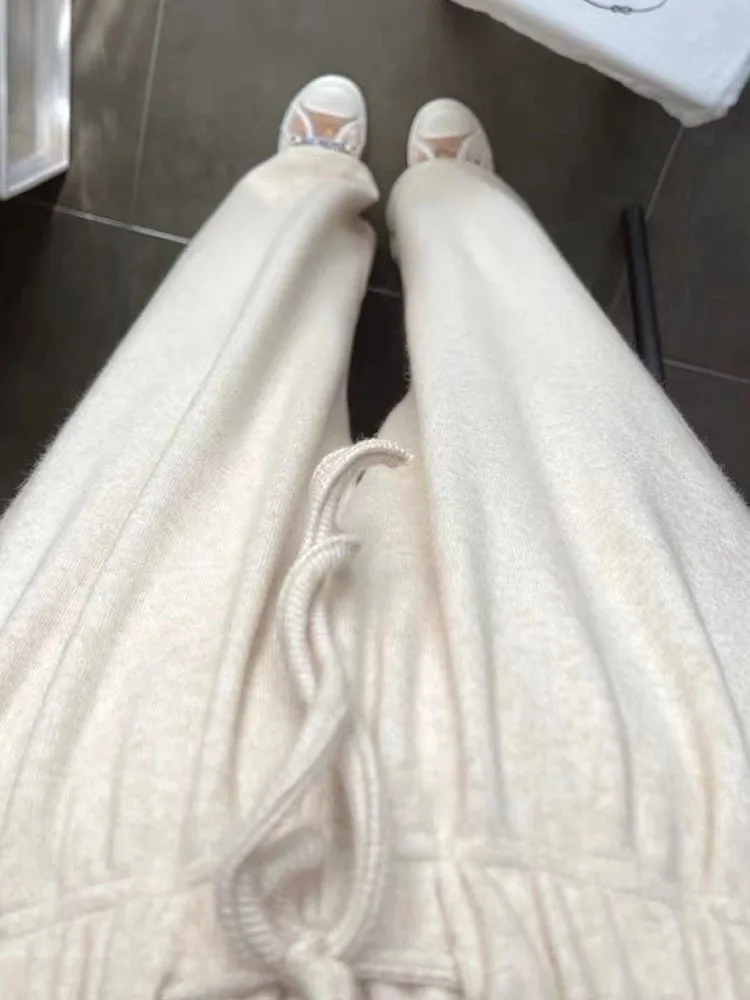 

Knit Wide-leg Pants for Women Autumn and Winter High Waist Loose Straight Tube Thick Lazy Mop All with Casual Pants