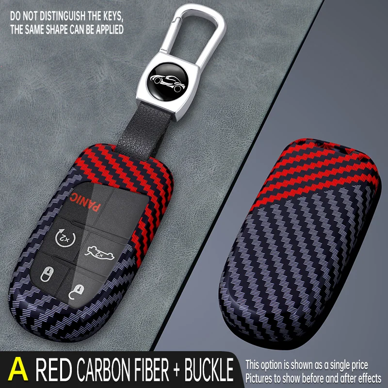 Carbon Car Key Cover Fob Case Shell for Jeep Grand Cherokee Dodge Dart Journey RAM 1500 Charger Challenger Durango Chrysler 300