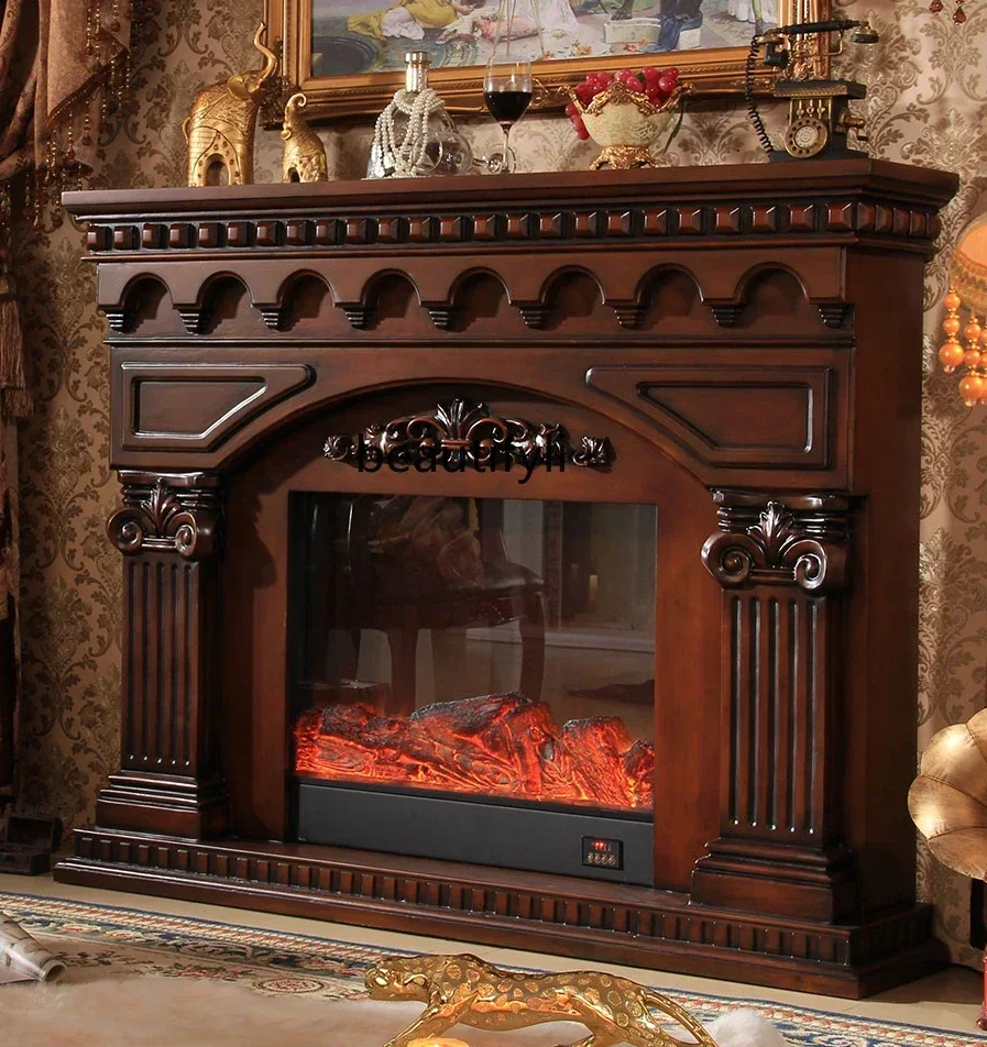 

American Dark Fireplace Curio Cabinet European Simulation Electronic Heating Household Electric Fireplace European Custom