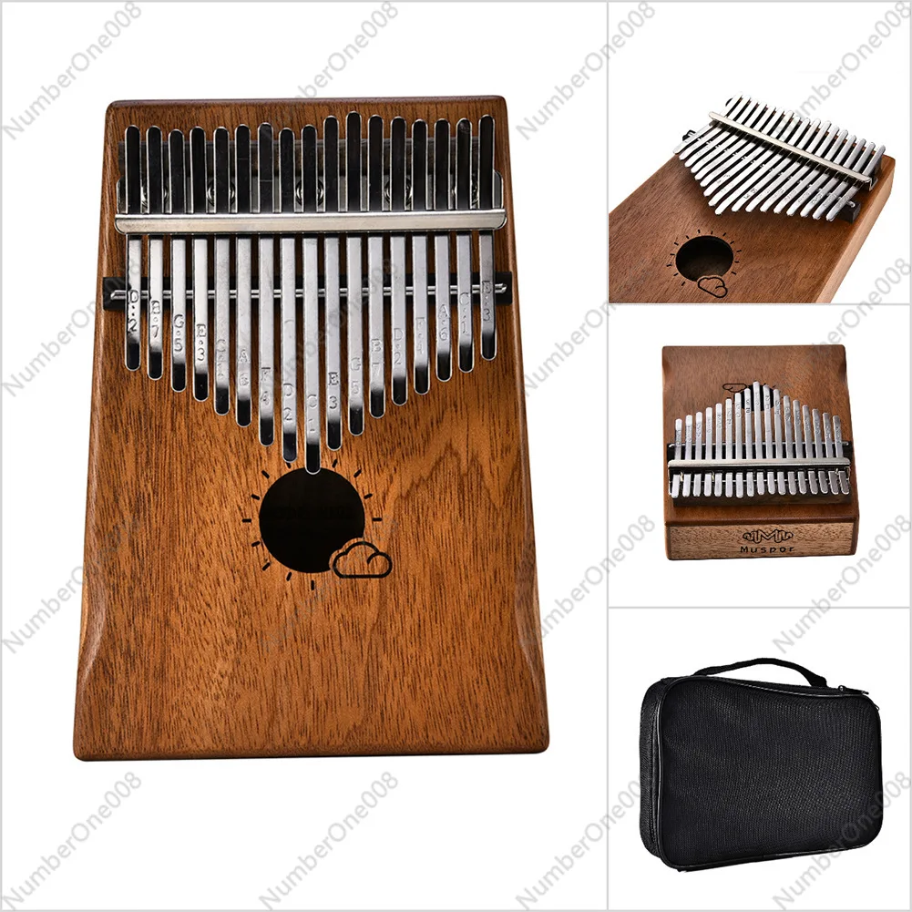 

Muspor 17 Key Thumb Piano Acajou Kalimba Finger Piano Thumb Piano Bag-Cloud Style