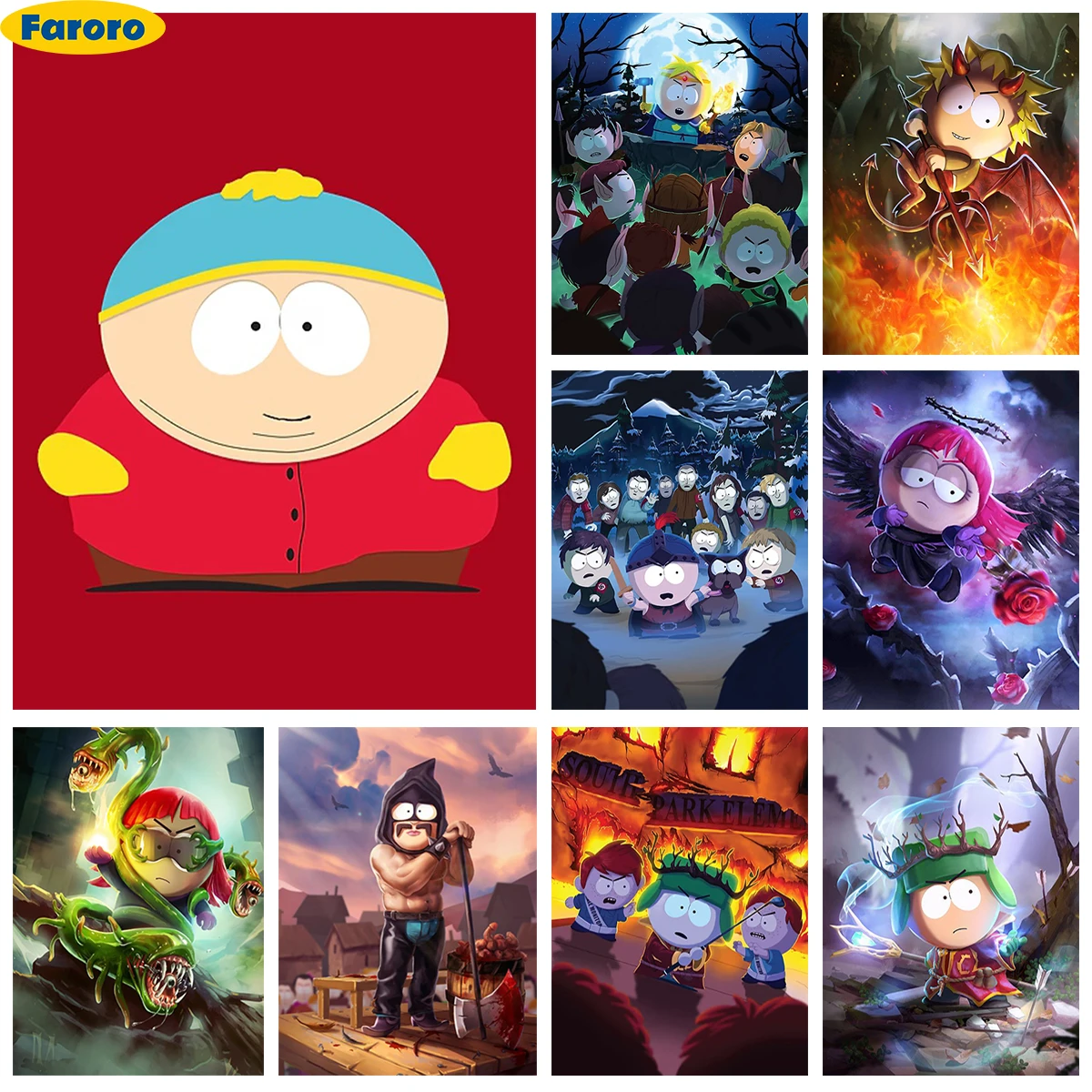 South Park Diy Diamond Painting Eric Theodore Cartman Kyle Broflovski 5D Diamond Embroidery Kit Fun Hand Gift Home Decor