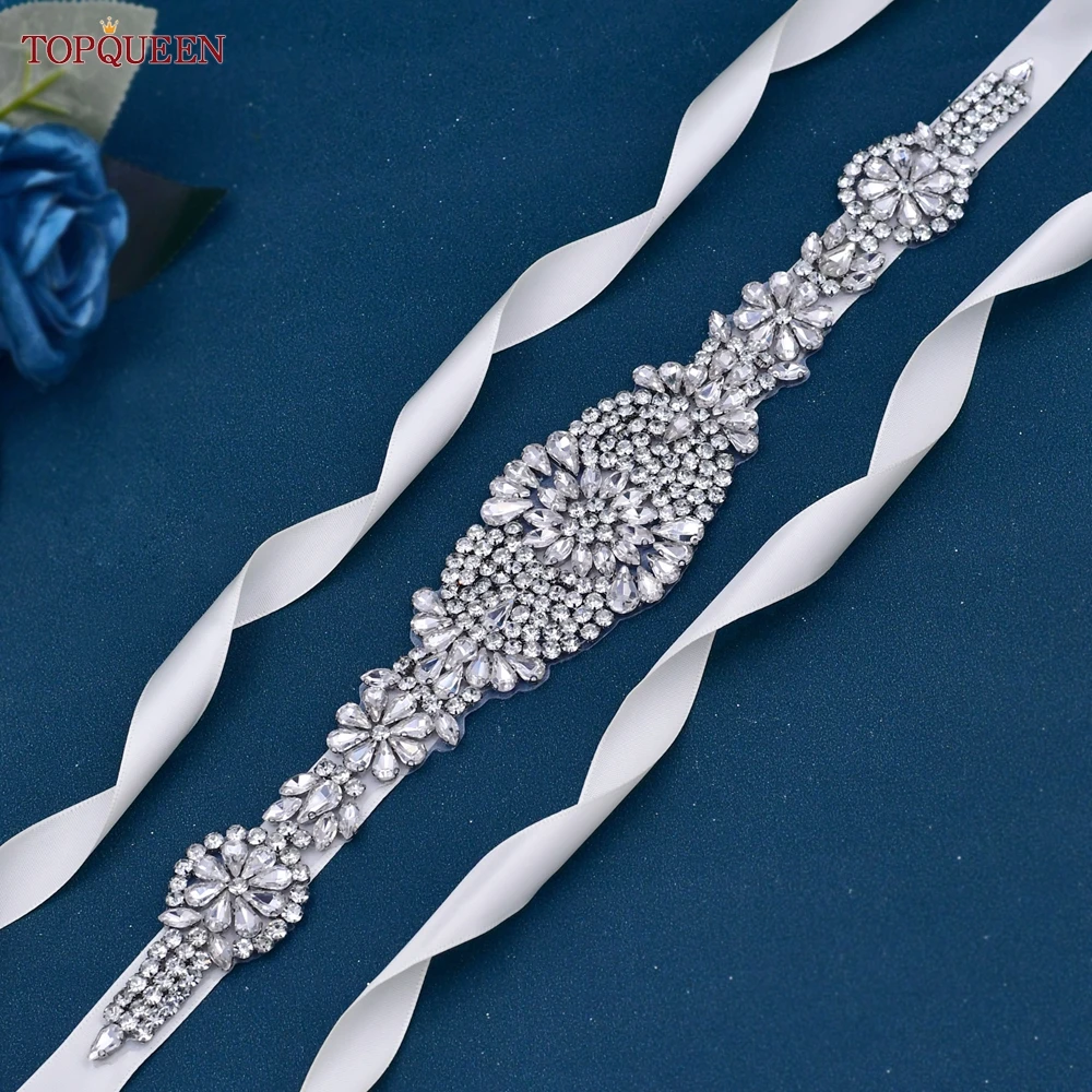 TOPQUEEN S123 Women Luxury Belt Full Rhinestone Wedding Dress Sashes Birde Bridesmaid Accessories Jewel Applique Caftan Girdle