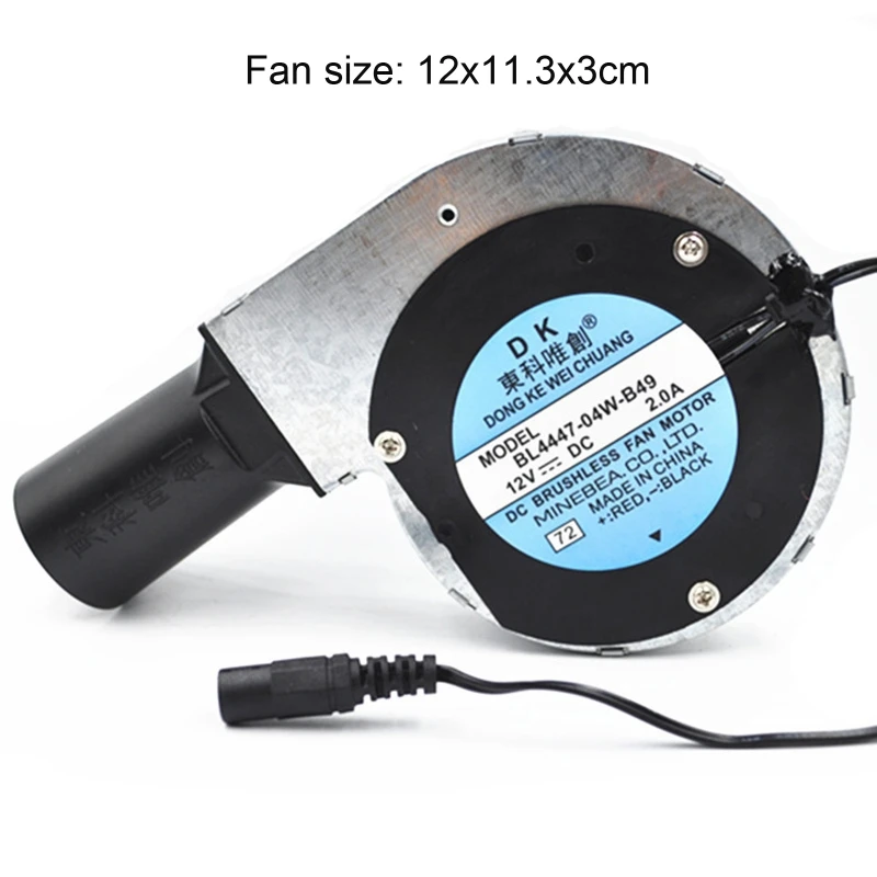 DC 12V BBQ Fan 2.0A 11028 Small Portable Turbo Blower High-Volume with Air Collecting Port Power Supply Speed Controller