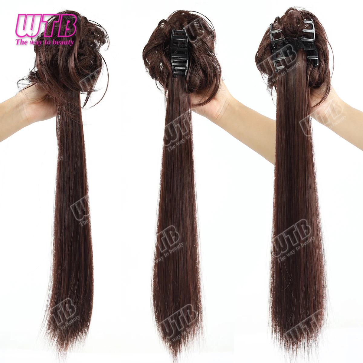 وصلة شعر صناعية طويلة ومستقيمة - مراجعة Claw Clip Messy Bun Hair Piece وسعره
