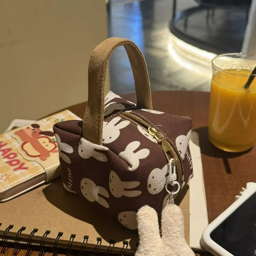 Brown Miffy Printed Canvas Makeup Bag Square Cosmetic Storage Pouch Portable Cute Cartoon Travel Toiletry Organizer Girl Gift - view 4