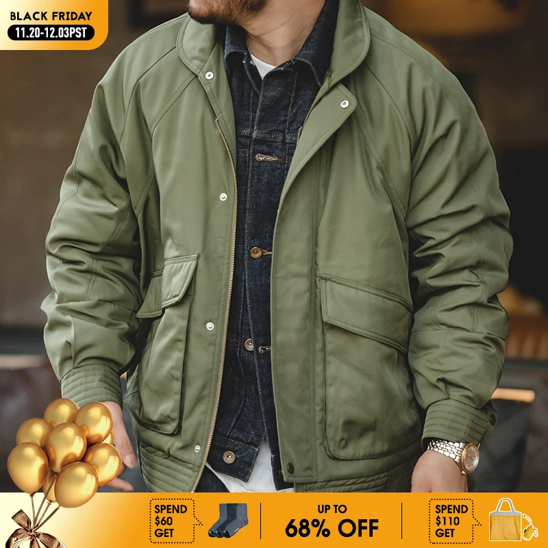 

Maden Japanese Vintage Pilot Jackets Thickened Warm Cotton Pocket Coats Men's Autum Winter Coat Bomber Jacket