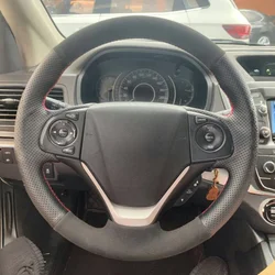 Customized 100% Fit Car Steering Wheel Braid Cover Soft Suede Genuine Leather For Honda CR V CRV 2012- 2016 Car Accessories
