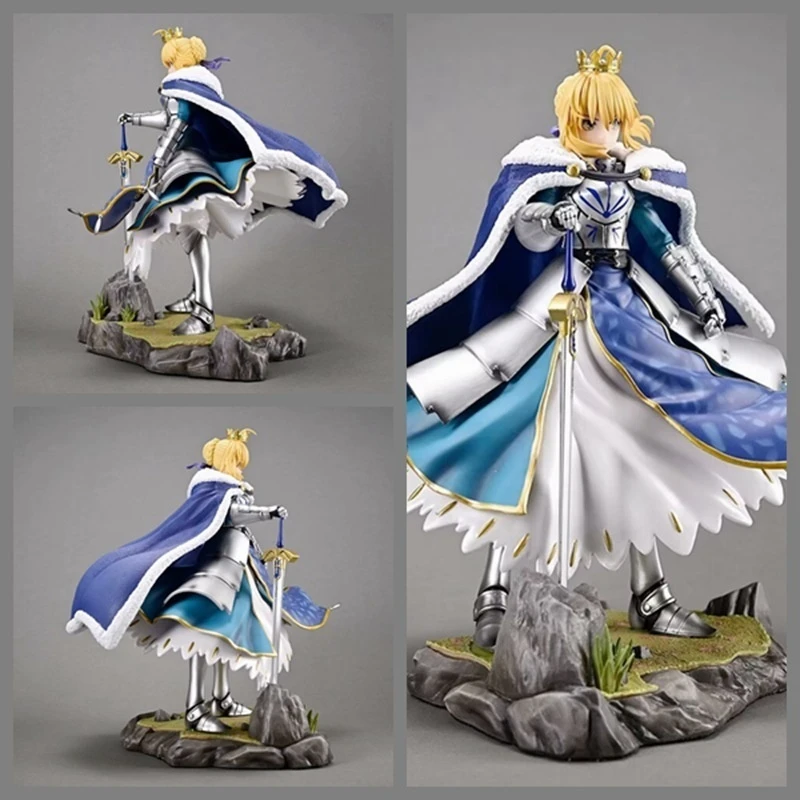 

Fate Stay Night Anime Products King Arthur Altolia Pendragon Armor Saber Standing Posture 27cm Action Figures Ornament Toy Model