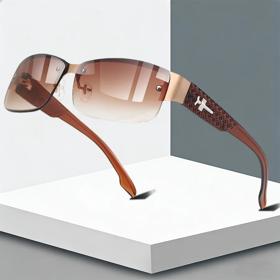 Modische Vintage-Sonnenbrille mit Farbverlauf für Männer und Frauen, Luxusmarken-Designer-Sonnenbrille für Reisen, Angeln und Autofahren