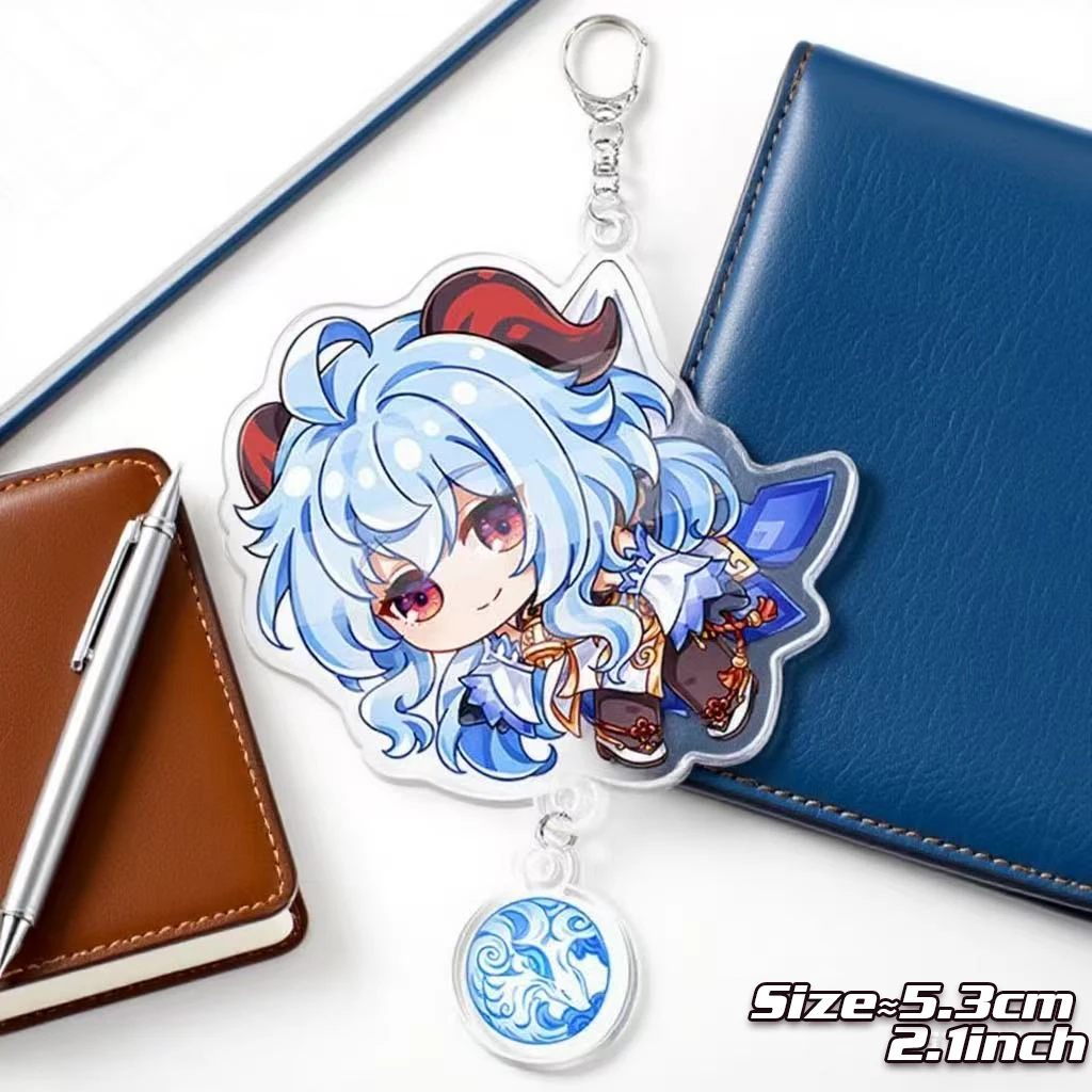 Genshin Impact Sleutelhanger ring Anime Sieraden spel Hanger Sleutelhangers kinderen meisje speelgoed Cartoon Acryl Badge Beelzebul Furina Hu Tao