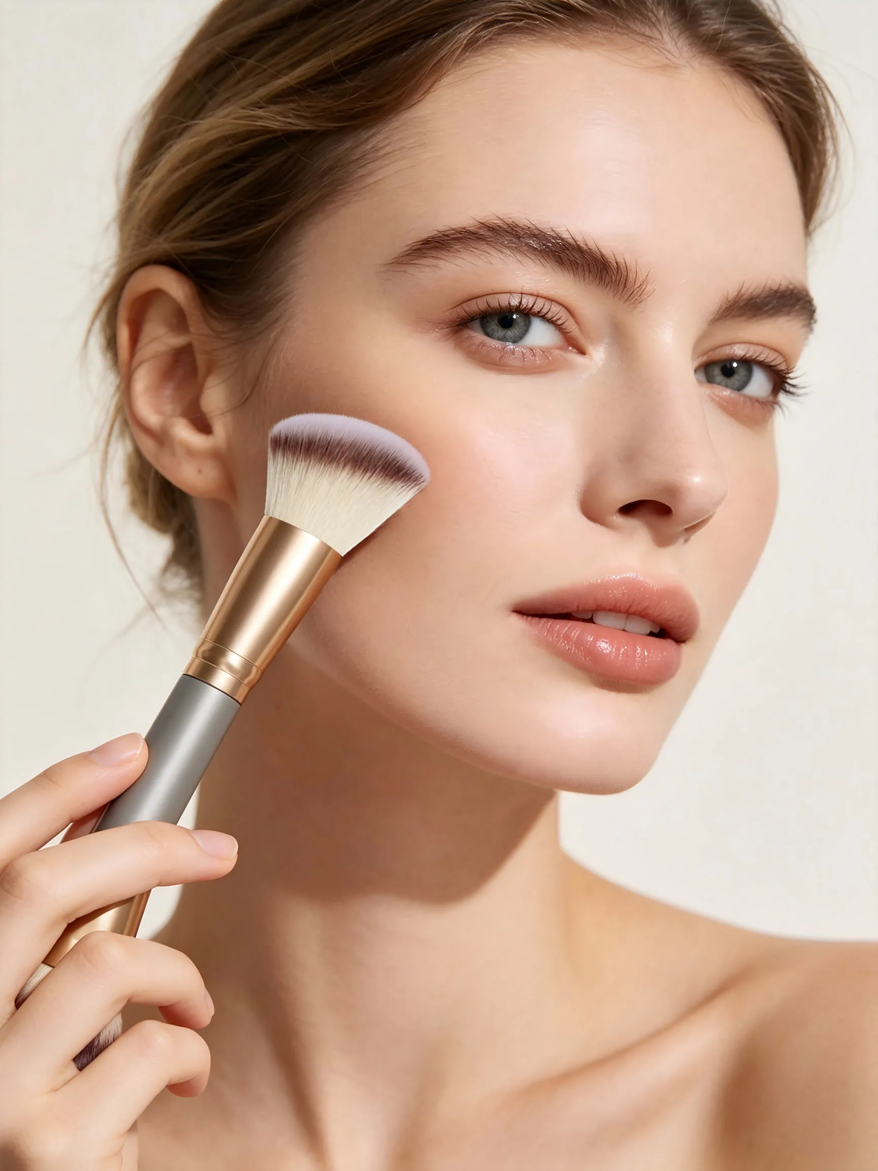 Dual-Head Foundation Brush for Face Makeup, Multifunctional Dual-Head Brush for Liquid Foundation, Special Brush for Blush, Kabuki Foundation Brush, Loose Powder Brush, Blush Brush, Multifunctional Makeup Brush, Beauty Tool for Women