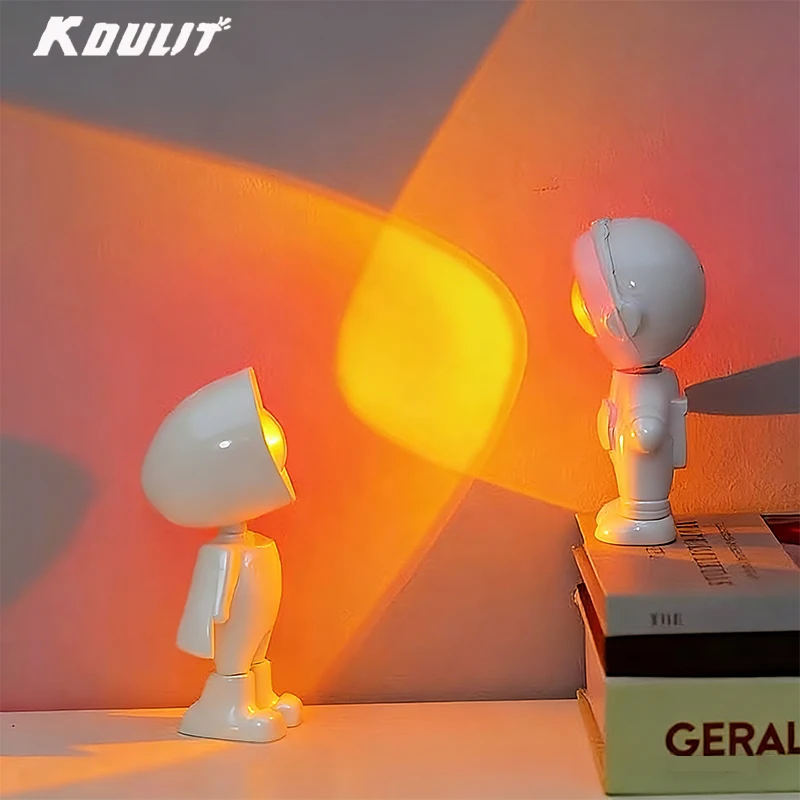 

Современный ночник-робот-астронавт, радужная проекционная лампа - перезаряжаемый/подключаемый портативный проектор заката для спальни, подарков