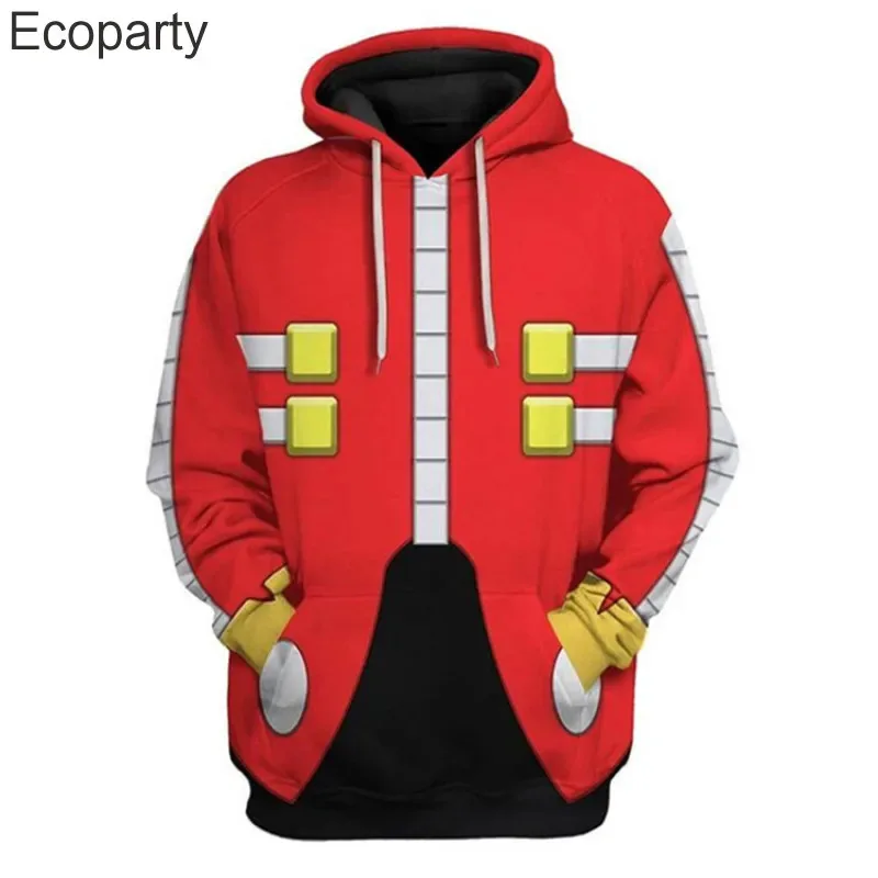 ☆☆A 2025 Hedgehog Dr Eggman Ivo Robotnik Cosplay Hooded Sweatshirt Men Women Spring Autumn Long Sleeve 3D Print New s5g7epp❤