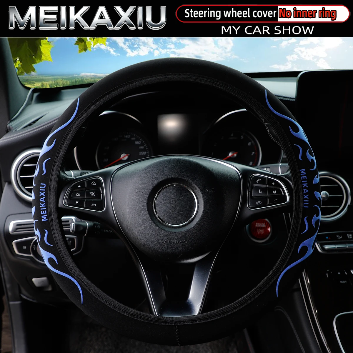 MEIKAXIU 3D-Flammenmuster-Spritzteig-Stoff SBR Rutschfester Lenkradbezug ohne Innenring für Auto-Dekorationsartikel – Detail 7