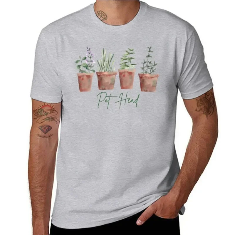 Cute Pot Head, Potted Plants, Gardening, Vegan, Herbs, Herbology T-Shirt anime korean fashion kawaii clothes men t shirts