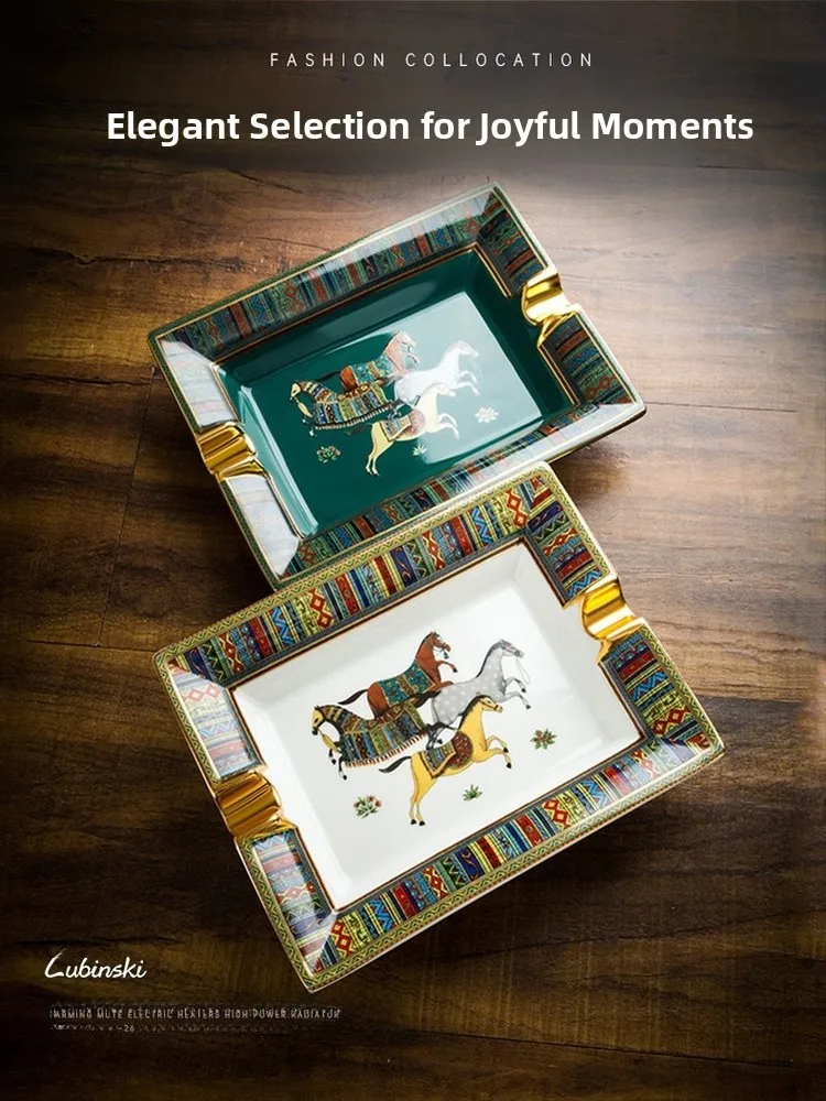 

Luxury Ceramic Cigar Ashtray Rubinsky Hand-Painted Design Fashionable Home Decorative Item Exquisite Cigar Accessories
