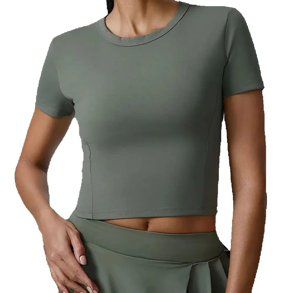 

Women Yoga Gym Shirts Top Quick Dry Running Tops Tights Push Up Workout Gym Clothes Female Short Sleeve Fitness Sports T-Shirts