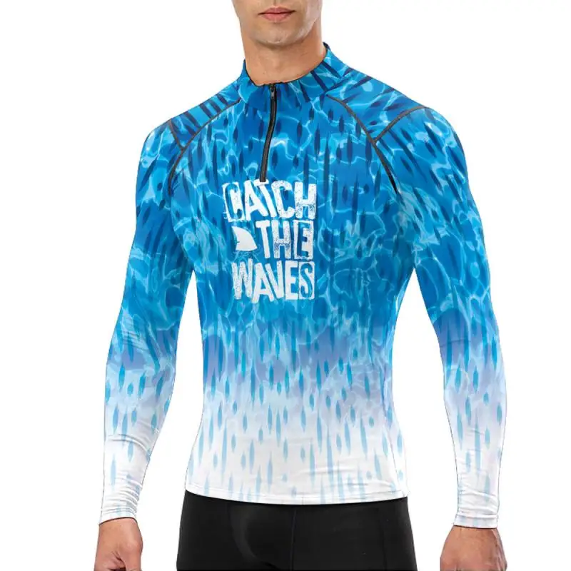 Plough The Waves Compression T-Shirt for Men UPF 50+ Beach Surf Workout Tops Fitness Quick Dry Tee Male Outdoor Sportwear