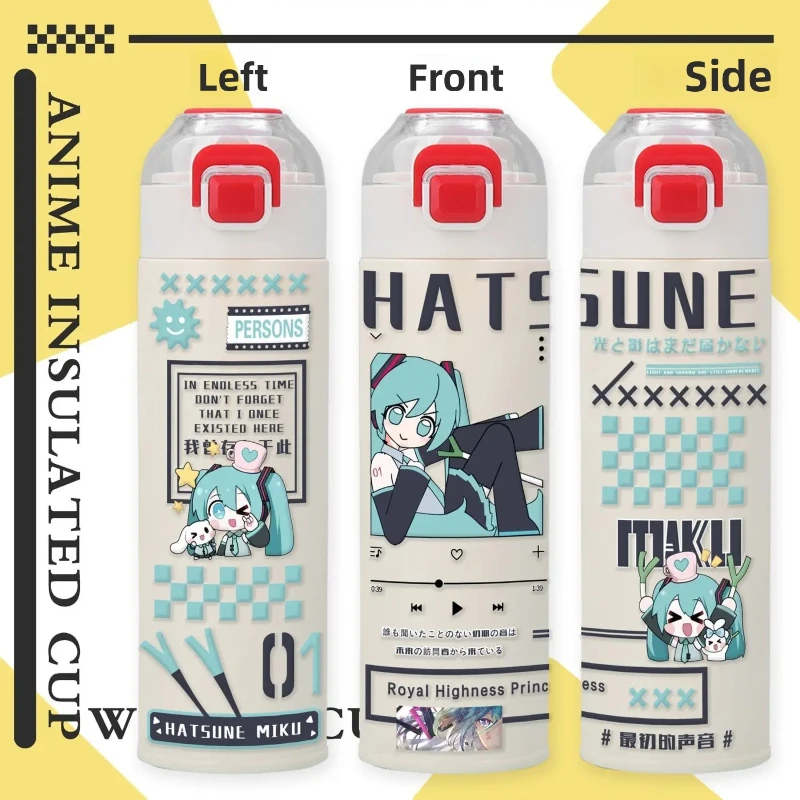 

Hatsune Miku Cartoon Anime Thermos Cup Creative Kawaii Male and Female Home Car Portable Coffee Juice Straw Cup Gift Wholesale