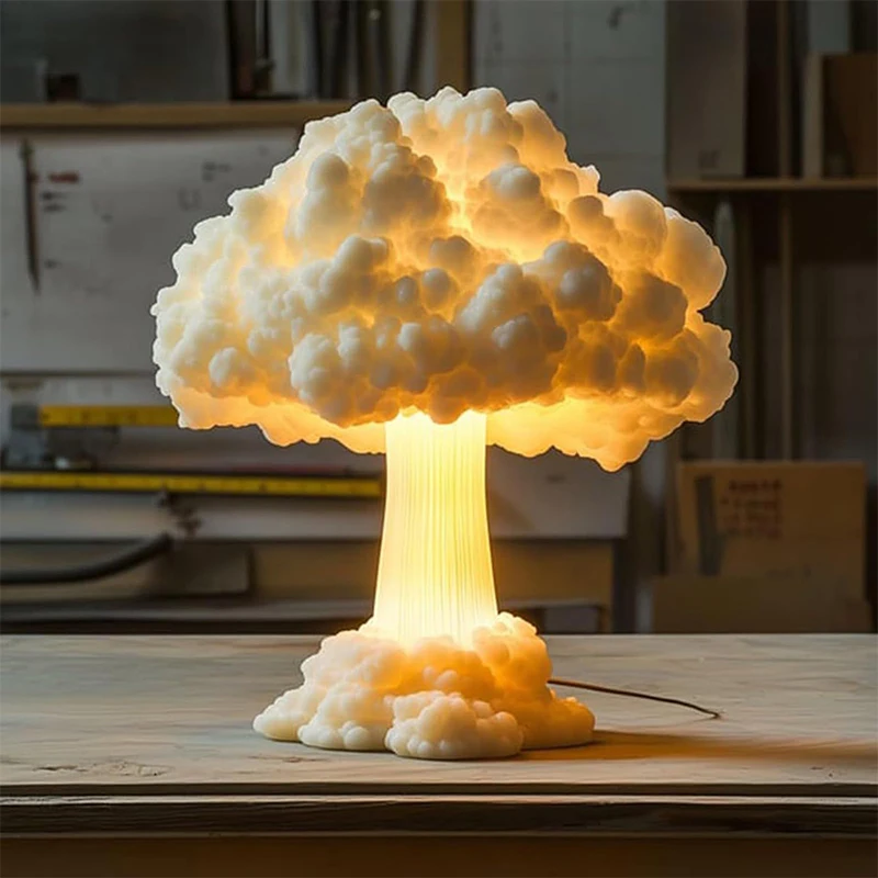 Bomb Cloud Table Lamp 3D Cloud Creative Handmade Resin Atomic Bomb Blast Explosion Night Light Mushroom Cloud Table Lamp Decor