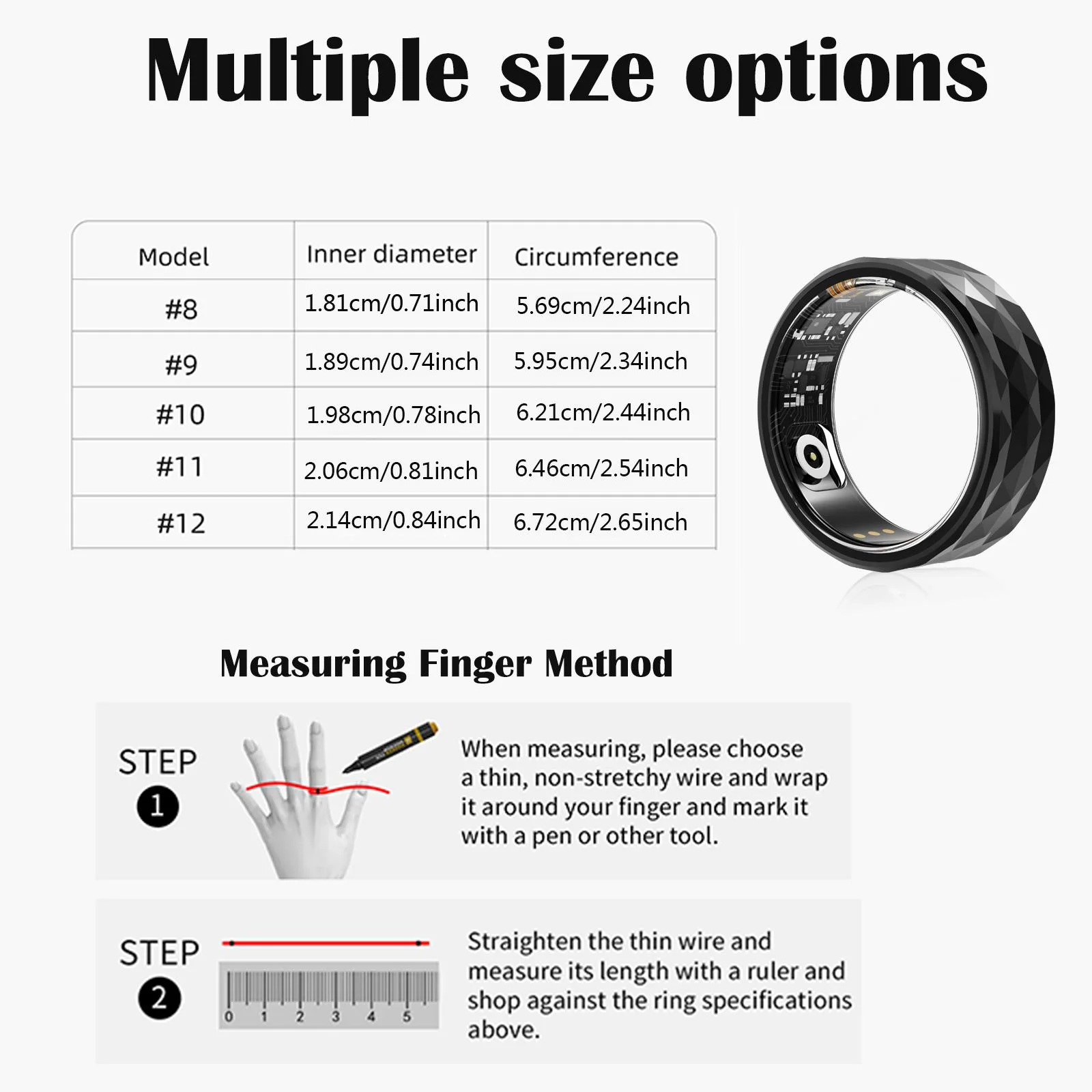 Smart ring, multi-sport mode, pedometer, remote shooting, unisex, long-lasting battery, sports smart ring