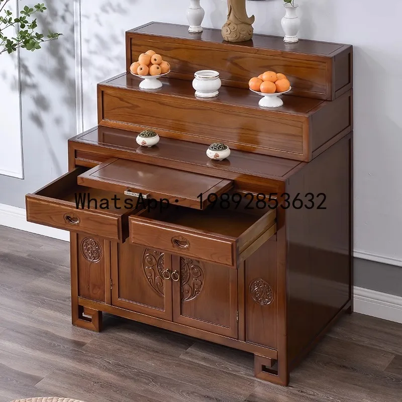 CZ Home Altar Three-Tier Offering Table Incense Case Guanyin God of Wealth Guan Gong Altar Buddha Shrine Cabinet