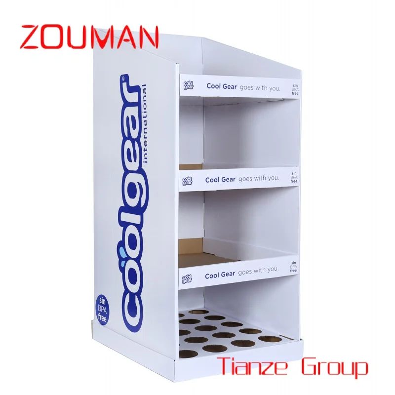 

Custom , Supermarket Point of Sale Floor Standing Display Unit Tray 3 Shelves Standard Paper Display