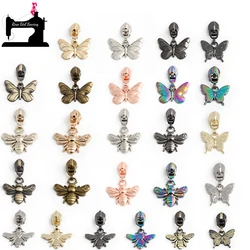 Single/Double side Butterfly/Bee Shape 5# Nylon Metal Zipper Puller For Backpack Coat Handbag Bags Slider Head Decor Accessories